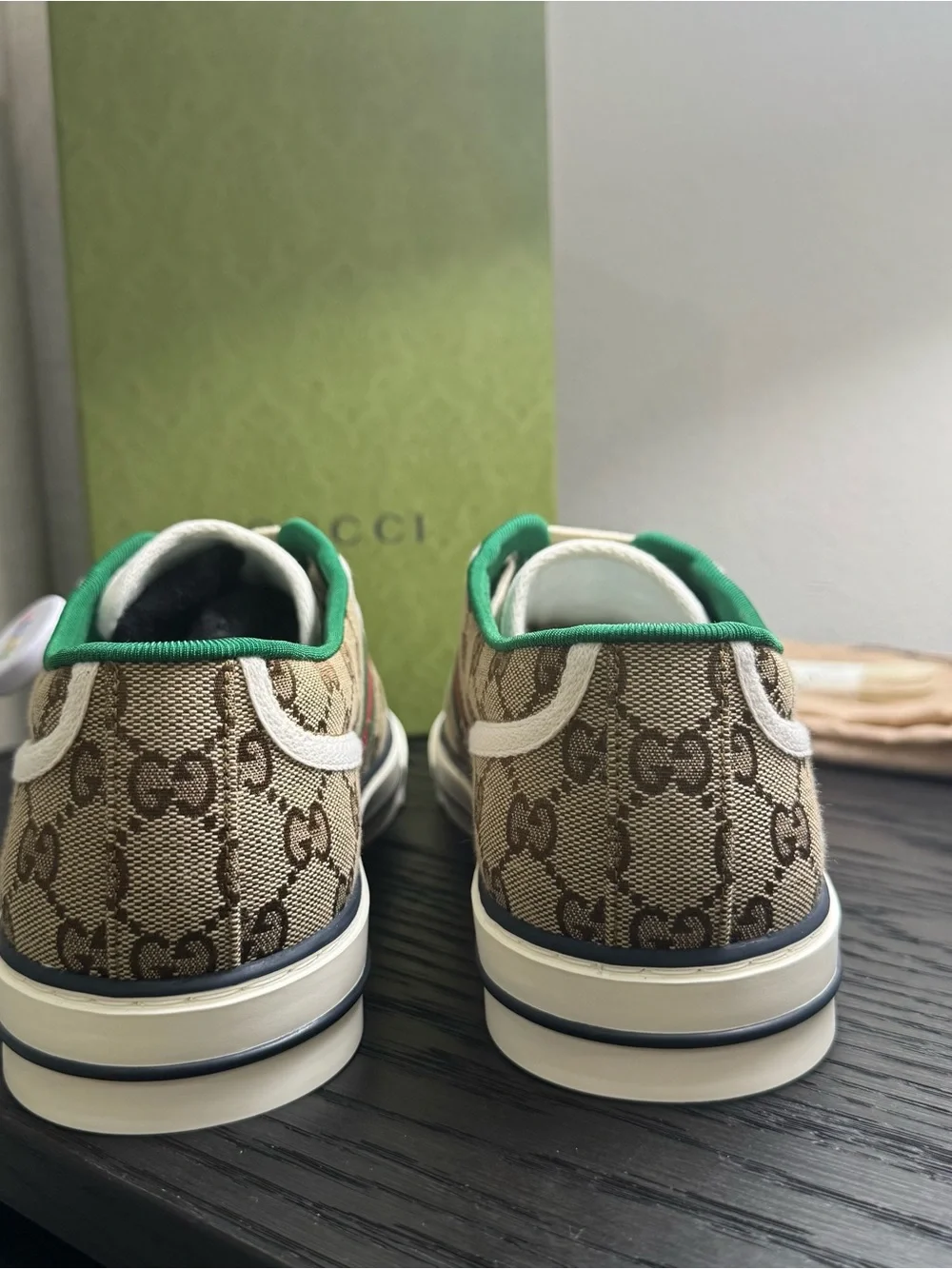 Gucci Tennis 1977 Sneakers Original GG Canvas Beige Ebony 11.5